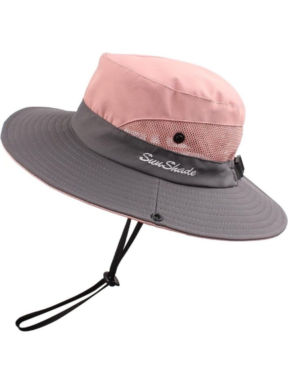 Unisex Pink-b 100% Polyester Wide Brim Mesh Vent Chin Strap Classic Cowboy Hat